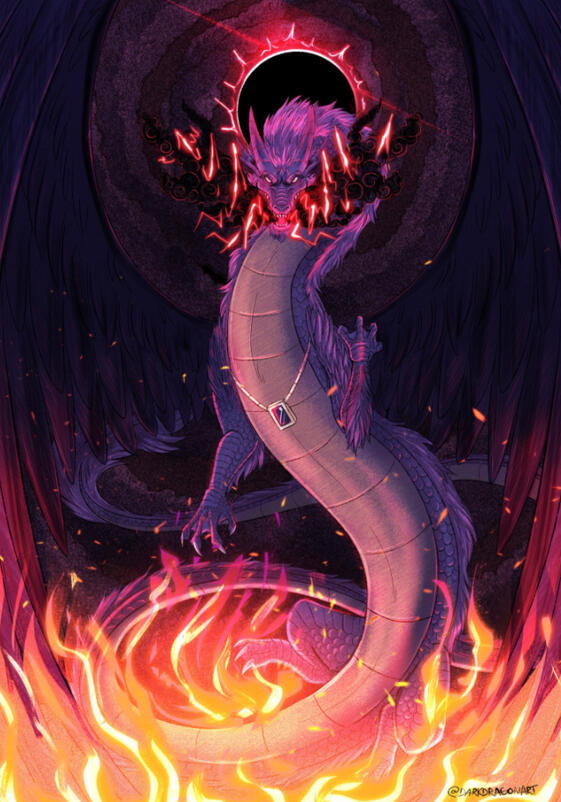 Dragon in flames